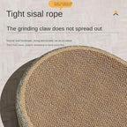 Close-up of the scratcher bed's woven surface; source graphic describes sisal construction
