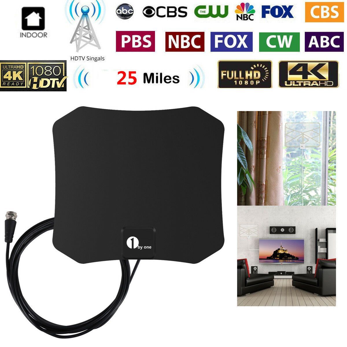 Indoor TV Antenna — Square Panel
