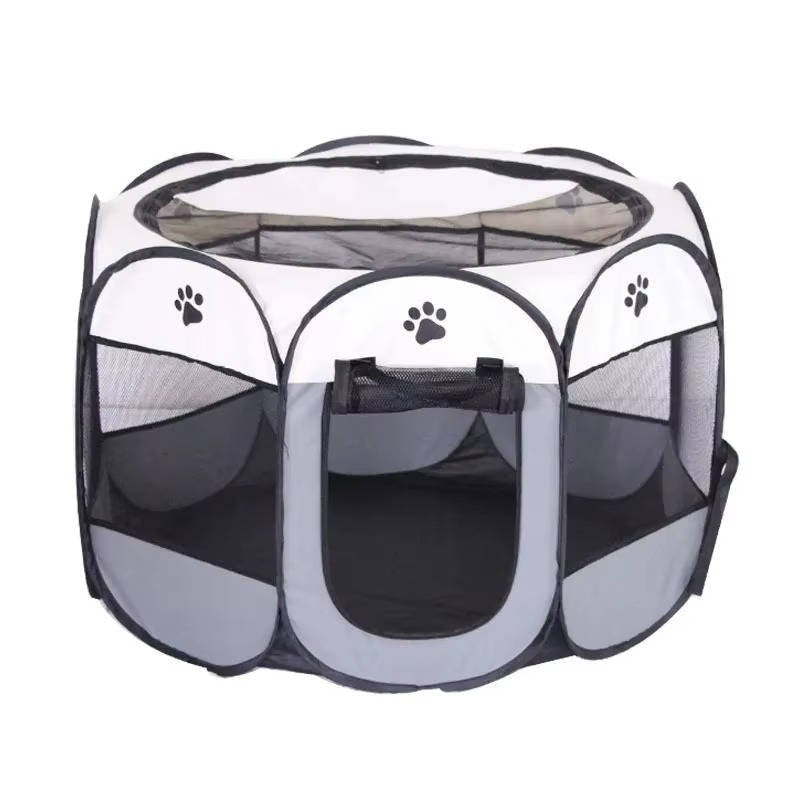Cat & Small Dog Tent — Gray on a white background